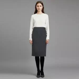 [샵앤] 국산 여성 오비단추 뒤트임 겨울 정장 스커트 NS-WSK-20977