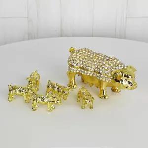 데일리데코 다복 돼지가족 인테리어 장식소품 보석함