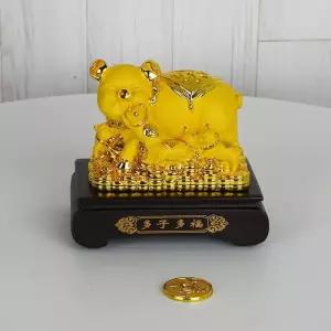 데일리데코 황금복 돼지가족-소 인테리어소품 저금통