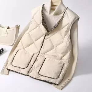 아이보리 얇은 가볍게 입기좋은 실내 사무실 패딩조끼