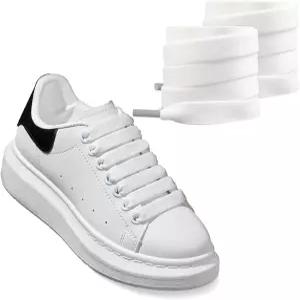 알렉산더 맥퀸 스니커즈를 위한 UamGlsob 2켤레 신발끈 1 /2 (1.2cm) 플랫 두꺼운 점보 팻 와이드 교체용