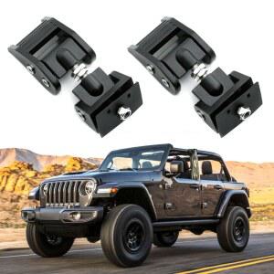 지프 랭글러 후드 래치에 적합 - JK JL 2007-2023 및 글래디에이터 JT 2020-2024와 호환되는 조절 가능한 잠금 캐치 키트, 안전하고 스타일리시한 래치(블랙)