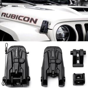 SHEAM 후드 래치 알루미늄 합금 캐치, 지프 랭글러 JK/JKU 2007-2017, JL/JLU 2018-2025 및 글래디에이터 2020-2025와 호환, 충격 흡수 액세서리(2개)