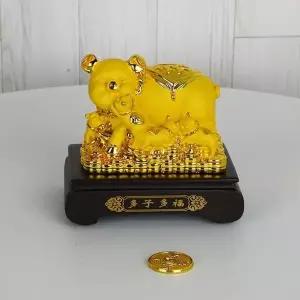 데일리데코 황금복 돼지가족-소 인테리어소품 저금통