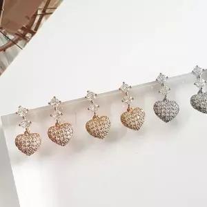 [다잇템]여자 통통 하트 벌룬 큐빅볼 스위티 귀걸이_P413280687