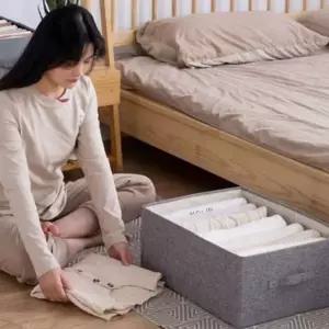 [에이치플러스몰]접이식 패브릭 펠트 수납 정리 바구니 리빙박스