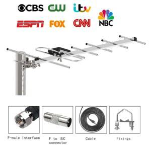 가정용 fm 안테나 증폭기 실외 Yagi 위성 디지털 고화질 TV 200마일 범위 다락방 또는 지붕 로컬 HD 채널