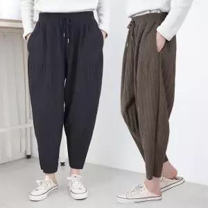 골덴 주름 기모바지 겨울 55~99 빅사이즈 밴딩 배기핏 팬츠