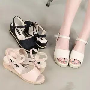 여자끈샌들 웨지 슬리퍼 스트랩샌들 끈샌들 통굽 힐 (WF6FE84)