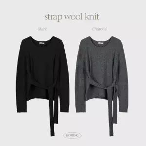 핫핑 [울50%/스트랩니트] 델비 투웨이 허리 스트랩 골지 울 니트티