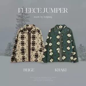 핫핑 [아방핏/폭닥따뜻] 바르엔 하이넥 배색 플리스 패턴 덤블점퍼