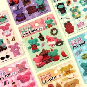 와사비베어 홀로그램 인스 스티커 9종 세트팬시 캐릭터 디자티커