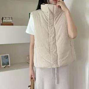 [하프클럽/옷자락]여성 아방핏 코듀로이 스냅버튼 조끼 베스트