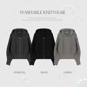 핫핑 [워셔블니트/투웨이] 헤딘 레글런 후드 니트집업