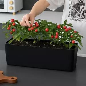 실내 인테리어용 자동 급수 화분셀프 검정색 모던 심플 미니 소품 식물 가드닝용품 베란다 사무실 책상 세