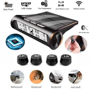 Solar Power Car Tire Pressure Alarm Digital Display Auto Smart Tpms Monitor System Temperature Warni