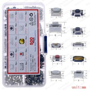 촉각 푸시 단추 스위치 자동차 리모컨 키 마이크로 모듬 키트 세트 500PCs 10 가지