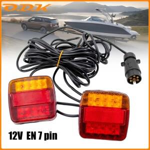 1세트 12V 후면 견인 트레일러 미등 LED 10m 케이블 7Pin 범용 브레이크 중지 방수 라이센스 번호 플레이트