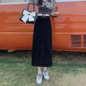 검정 롱스커트 데님룩 봄여름가을 치마 코디
