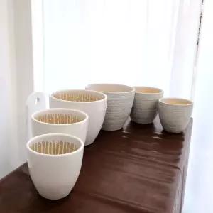 3개셋트 모던 도기 미분형 16 20 25cm도자기화분 식물용기 꽃용기 심플 고급 화분 장식용 인테리어