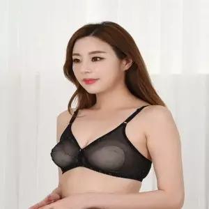 꽃패턴 망사 노와이어 B컵 브라