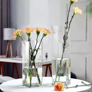 베하몰 사각 유리 화병 20x10x20cm글라스꽃 인테리어 화분 소품 투명 다용도 도병 향초 네모난