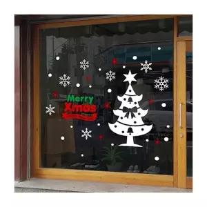 ( )크리스마스 리본트리 3색 유리창문 데코스티커