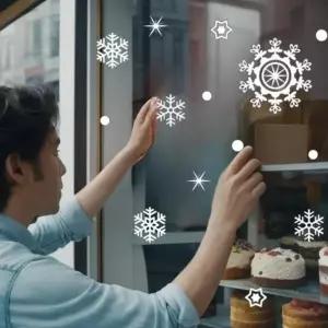 겨울 유리 눈결정체스티커 시트지 눈결정 크리스마스 창스티커 데코 유리시트지