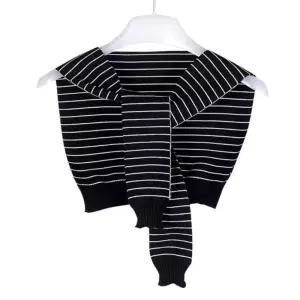 레이어드 어깨숄 니트 스카프 블랙스트라이프 4002A 더숄 망토 미니케이프 단가라 가디건 어깨 더스카프