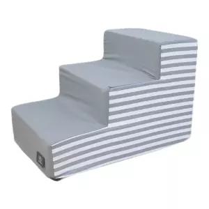 어닝 스트라이프 그레이 3단 스텝애완견침대계단 쇼파 소파 강아지 용품 반려동물필수템 소형 반려