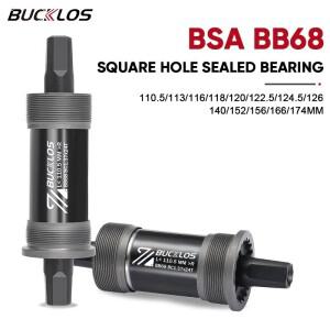 BUCKLOS 자전거 밑면 브래킷 BSA BB68 밀폐형 베어링 사각형 스레드  축 113/120/122.5/126/140mm