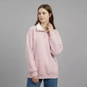국산 여성 포인트 카라 터틀 기모 아노락 맨투맨 MER-WSH-20974-핑크