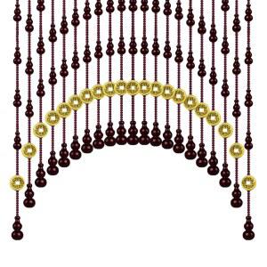 중국집발 식당 발 구슬 나무 출입문 아치형 현관