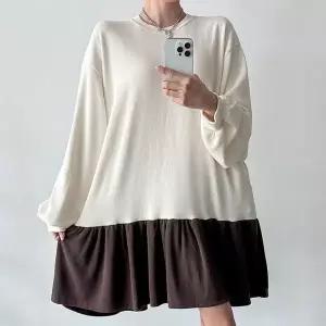 [하프클럽/] 밑단배색프릴린원피스 MAV822M512 빅사이즈