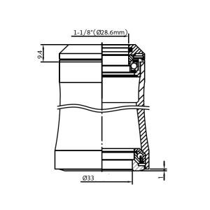 호환 Neco 자이언트 로드 바이크용 테이퍼 41.4 헤드셋  베어링 세미 통합 내부 47mm