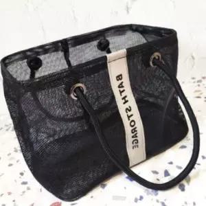 목욕탕가방 검정색 메쉬 수영 소형 탈프레임 쉬백 미니 여름 기타 샤워 바구니 물놀이 수영장 블랙 비치백