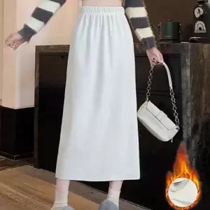 여성 밴딩 기모 롱스커트 따뜻한 겨울 데일리룩 코디