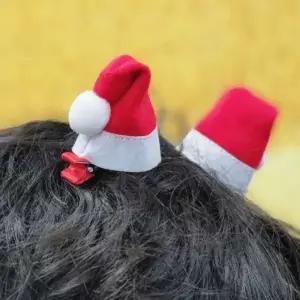 (선택 산타핀)미니 산타 모자 집게핀 헤어핀 크리스마스 복장 소품 루돌프 머리띠 이벤트 선물