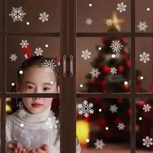 ( )눈꽃 창문 스티커 시트지 겨울 크리스마스 데코 4매 유리 장식 성탄절 화이트