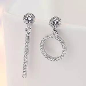 쌍 언발런스 일자 AAA 귀걸이 지르코니아 링 선물박스