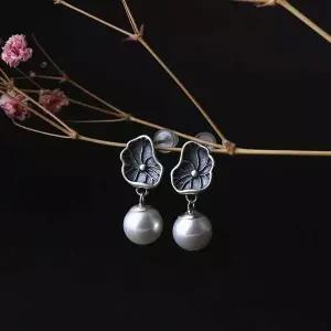 연잎 은침 선물박스 담수진주 이어링 8MM S925 심플