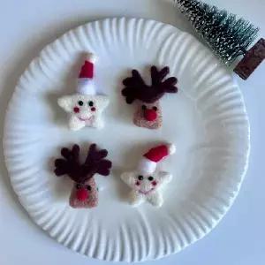 별 크리스마스 산타 루돌프 헤어핀 머리핀 벨벳 모직 퀼드 브로치 브롯치 데일리 단체 소품