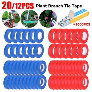12/20pcs 1 상자 스테이플 묶는 바인딩 타이 테이프가있는 원예 바인딩 벨트 야채 포도 토마토 오이 고추