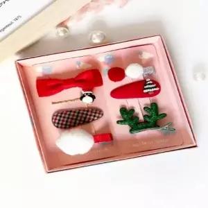 7종 크리스마스 헤어핀 여아 악세사리 똑딱핀 유핀 집게핀 여성 머리