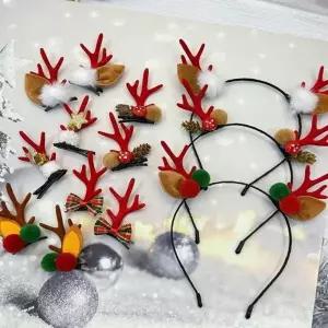 LND 크리스마스 루돌프 뿔 머리띠 집게 헤어핀 겨울 파티 헤어액세서리
