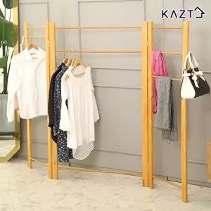 고품질 와이드3단접이식드레스룸원목행거 코트랙 원목행거 우드행거 WFHQDOM