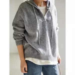 김여사 빅사이즈 피오 레이어드 후드 니트 여성중년 포근한 겨울 데일리 니트 5NT512110