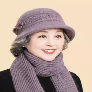겨울모자 머플러세트 겨울 4컬러 엄마 꽃장식 할머니 캡모자 꽃장식모자