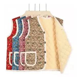 할머니 꽃무늬 조끼 양털 누빔 겨울 뽀글이 김장 조끼 꽃무늬조끼 엄마조끼 김장조끼 뽀글이조끼 누빔조끼
