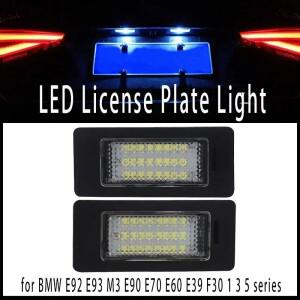 2pcs 흰색 Canbus BMW 호환 E92 E93 M3 E90 E70 E60 E39 F30 1 3 5 시리즈 LED 라이센스 번호 플레이트 램